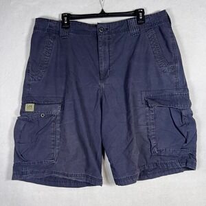 Y2K Lee Dungarees Mens Navy Blue Cargo Shorts Size 38 Casual Skater Grunge
